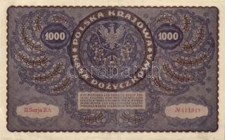 Lengyelország 1919.8.23. 1000M (2x) egymásutáni sorszámmal T:II+ Csak egyszer hajtva, alig látható t...