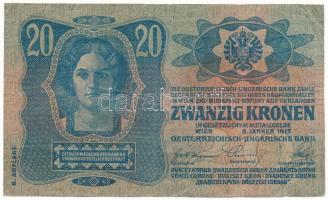 1913. 20K "1156 967299" II. kiadás áthúzott, hamis piros "MAGYARORSZÁG" felülbél...