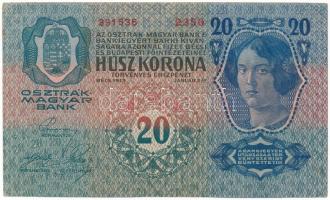 1913. 20K "2358 391535", felülbélyegzés nélkül T:F, szép papír Adamo K17