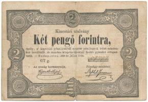 1849. 2Ft "Kincstári Utalvány" "GT g. 58727" T:F,VG, kis szakadások Adamo G108