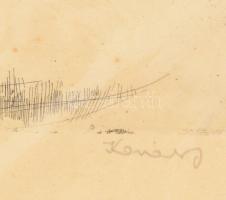 Kovács Imre (1944-): Sziget. Rézkarc, papír, jelzett, néhány apró folttal, 20,5×34 cm