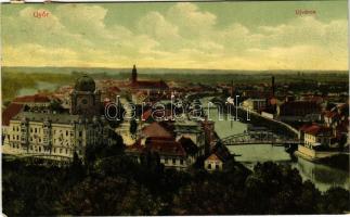 1910 Győr, Újváros, zsinagóga, Tolnay Imre üzlete, híd