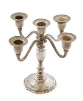 Ötágú gyertyatartó, fém, m: 20,5 cm