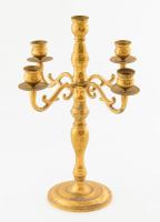 Ötágú bronz gyertyatartó, m: 33,5 cm