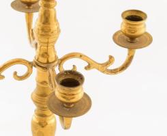 Ötágú bronz gyertyatartó, m: 33,5 cm