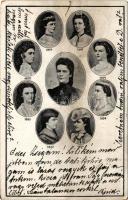 1898 Erzsébet királyné (Sisi) portréi 1847 és 1898 között, kiadva halálának évében. A képeslap címzettje Medveczky Zsigmond (1853-1942) folyamszabályozó mérnök / Empress Elisabeth of Austria (Sissi) between 1847 and 1898 (her death) (szakadás / tear)