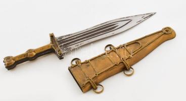 Leeuwen pugio római tőr replika, bronz, fém, h: 38cm