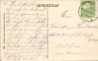 1914 Homonna, Humenné; Laborc híd, horgászó férfi, mosóasszonyok a folyó partján. Hossza Gyula kiadá...