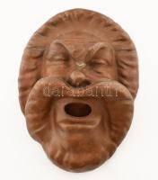 Réz színházi maszk plasztika, falidísz, kézzel kalapált, 32x24 cm