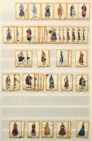 Népviselet motívum összeállítás 8 lapos A4 berakóban, benne összefüggések, kisívek, kevés magyar