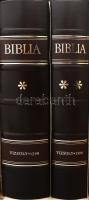 Vizsolyi Biblia. I-II. kötet. Bp., 1990, Helikon. Az 1590-ben Vizsolyban nyomtatott Károlyi-biblia reprint kiadása két kötetben. Kísérőfüzettel. Kiadói dombornyomott, aranyozott, bordázott gerincű műbőr-kötés, kiadói kartontokban, szép állapotban.