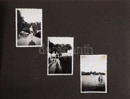 cca 1940 Fényképalbum 55 db fényképpel, katonaruhás, autós, hidas stb képekkel