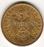D. Reich/Poroszország 1893 20M 7,965g  arany II. Wilhelm T:3+ aranyáron !