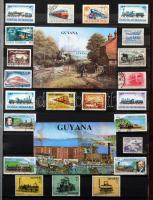 Vasút motívum gyűjtemény 16 lapos A4 berakóban, benne rengeteg tengerentúli sor és blokk, kevés magy...