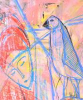 Jelzés nélkül: Madár-látta. Vegyes technika, karton. 100x70 cm