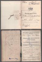 1917-1945 Vegyes régi okmányok: munkásigazolvány, szolgálati cselédkönyv, cserkészigazolvány (hiányo...