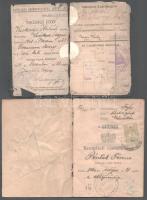 1917-1945 Vegyes régi okmányok: munkásigazolvány, szolgálati cselédkönyv, cserkészigazolvány (hiányo...