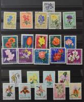 Főleg virág motívum összeállítás 8 lapos A4 berakóban, benne kevés egyéb külföldi bélyeg