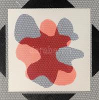 F.A. jelzéssel, kétoldalas mű: Geometrikus formák, 1991. Olaj, műanyag háló. Kissé sérült. Fakeretbe...