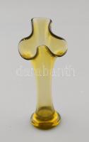 Cseh hutaüveg váza, jelzés nélkül, m: 20,5 cm