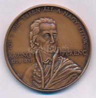 Gáti Gábor (1937-) 1989. "Kazinczy Ferenc - Jót s jól, ebben áll a nagy titok / MÉE XIX. Vándorgyűlése Sátoraljaújhely" kétoldalas bronz emlékérem (42,5mm) T:AU Adamo SU1