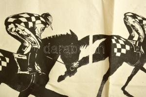 Jelzés nélkül: Lóverseny. Szitanyomat. Vászon. Vakráma nélkül. 68x170 cm