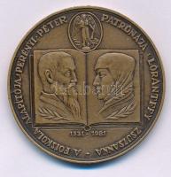 Kelemen Kristóf (1922-2001) 1981. "A főiskola alapítója: Perényi Péter - Patrónája: Lórántffy Zsuzsanna 1531-1981 / MÉE XI. Vándorgyűlése - Sárospatak" kétoldalas bronz emlékérem (42,5mm) T:AU Adamo SP1