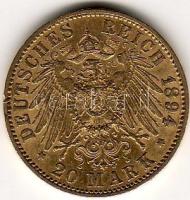 D. Reich/Poroszország 1894 20M 7,965g  arany II. Wilhelm T:3+ aranyáron !