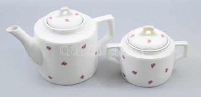 Zsolnay teás kanna és cukordoboz. Kézzel festett, jelzett, kopásokkal