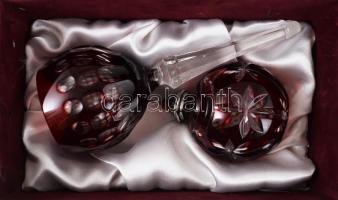 Kristály boros pohár és karácsonyfadísz készlet, eredeti díszdobozban