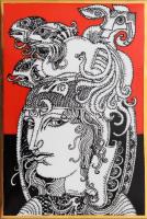 Hollóházi Szász Endre által tervezett mintával díszített porcelán plakett, sorszámozott 492/500 12x18 cm