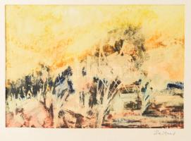 Leitner jelzéssel: Absztrakt kompozíció. Vegyes technika, papír. Fakeretben, 14×20,5 cm