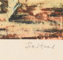 Leitner jelzéssel: Absztrakt kompozíció. Vegyes technika, papír. Fakeretben, 14×20,5 cm