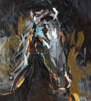 Sáska Tibor (1950-): Száguldó paripa. Olaj, vászon, kartonon. Jelzett. Dekoratív fakeretben. 50x60 c...