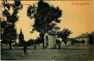 1908 Újszentanna, Új-Szt.-Anna, Szentanna, Santana; Ferenc József tér. W.L. 2985. A képeslap címzettje Dr. Kelemen Béla, Szeged-Csongrád vármegye főispánja / square (ázott / wet damage)