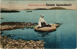 1930 Gyenesdiás, Balaton-parti pihenő. Mérei Ignác kiadása (Rb)