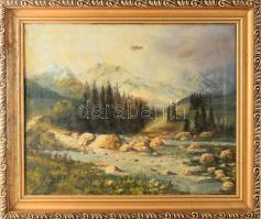 Neogrády jelzéssel: Hegyek. Olaj, vászon, sérült. Dekoratív, sérült fakeretben, 40x50 cm