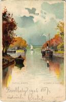 1906 Siófok, kikötő. Bruchsteiner és Fia Műintézet litho (EM)