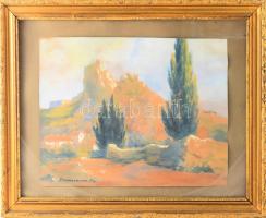 Zimmermann jelzéssel: Várrom, 1941. Akvarell, papír. Üvegezett fakeretben, 28,5x37 cm