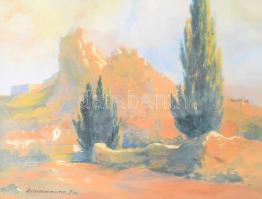 Zimmermann jelzéssel: Várrom, 1941. Akvarell, papír. Üvegezett fakeretben, 28,5x37 cm