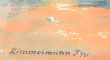Zimmermann jelzéssel: Várrom, 1941. Akvarell, papír. Üvegezett fakeretben, 28,5x37 cm