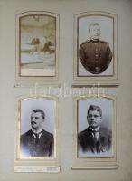 cca 1900-1910 Régi fotóalbum összesen 17 db keményhátú fotóval (vizitkártyák, kabinetfotók), többség...