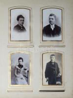 cca 1900-1910 Régi fotóalbum összesen 17 db keményhátú fotóval (vizitkártyák, kabinetfotók), többség...