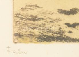 Csillag József (1894-1977): Falu. Színezett rézkarc, papír, jelzett, üvegezett fakeretben, lapszéli ...