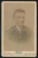cca 1875 Fiatalember portréja, utólagos színezéssel, vizitkártya Egey István és Matz Gusztáv debreceni műterméből, kissé foltos, 10,5x6,5 cm (Ritka!)