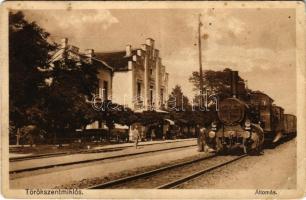 1931 Törökszentmiklós, vasútállomás, vonat, gőzmozdony (EB)