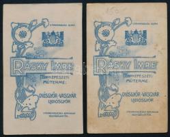 cca 1910 Hölgy és úr portréi, 2 db vizitkártya Rásky Imre diósgyőri (Diósgyőr-Vasgyár, Újdiósgyőr) m...