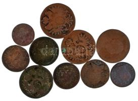 1780-1860. 1kr-3kr Cu (10db) T:F,VG