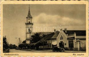 Törökszentmiklós, Református templom, automobil, üzlet (Rb)