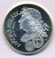 Fritz Mihály (1947-) 1990. "Mátyás Király 1458-1490 / Mátyás halotti pajzsa - 1990. MÉE Alba Regia" kétoldalas, peremen jelzett Ag emlékérem kapszulában (35,55g/0.835/42,5mm) T:PP, kis patina Adamo SF13